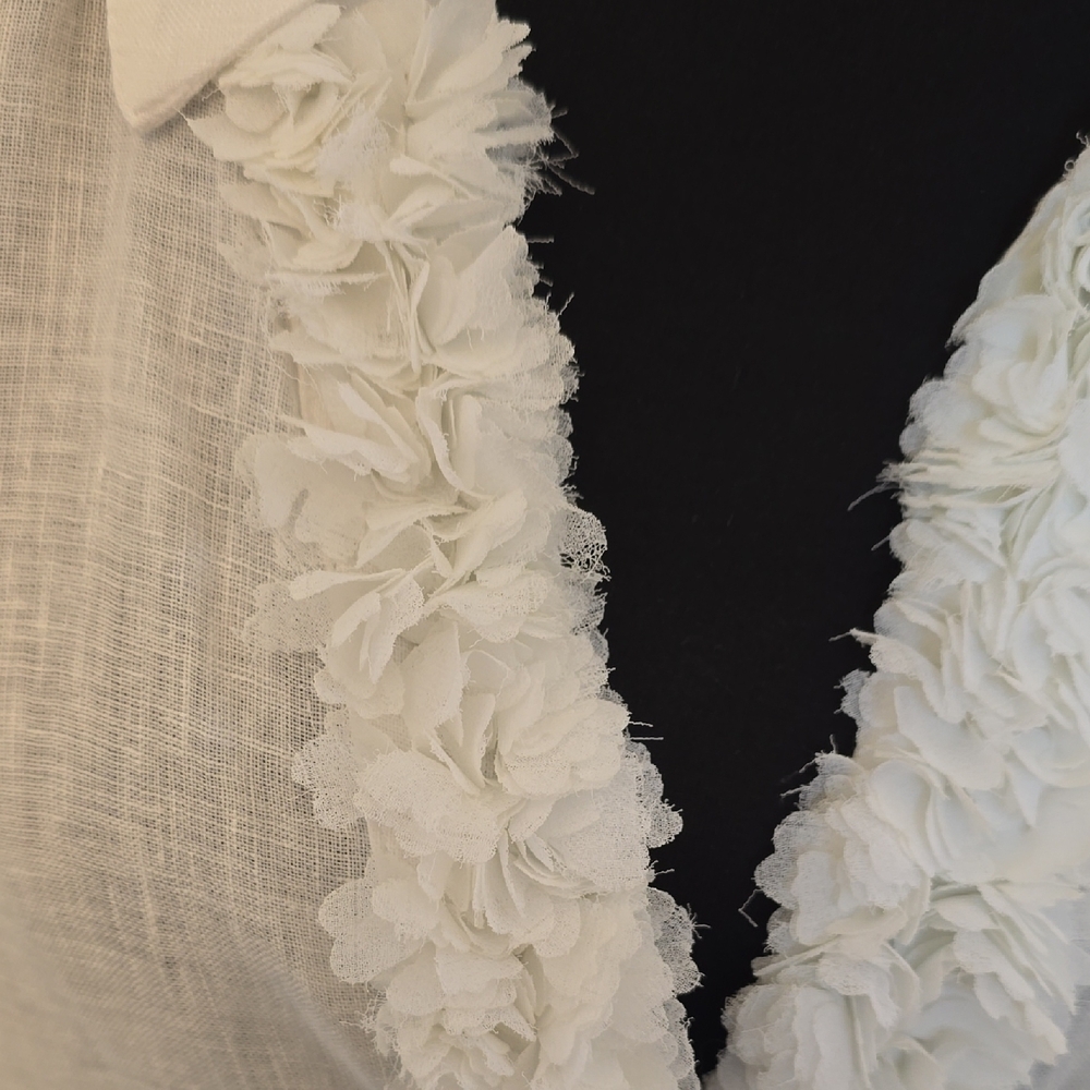 Elegant White Ruffle Trim Blouse - Picture 2 of 7